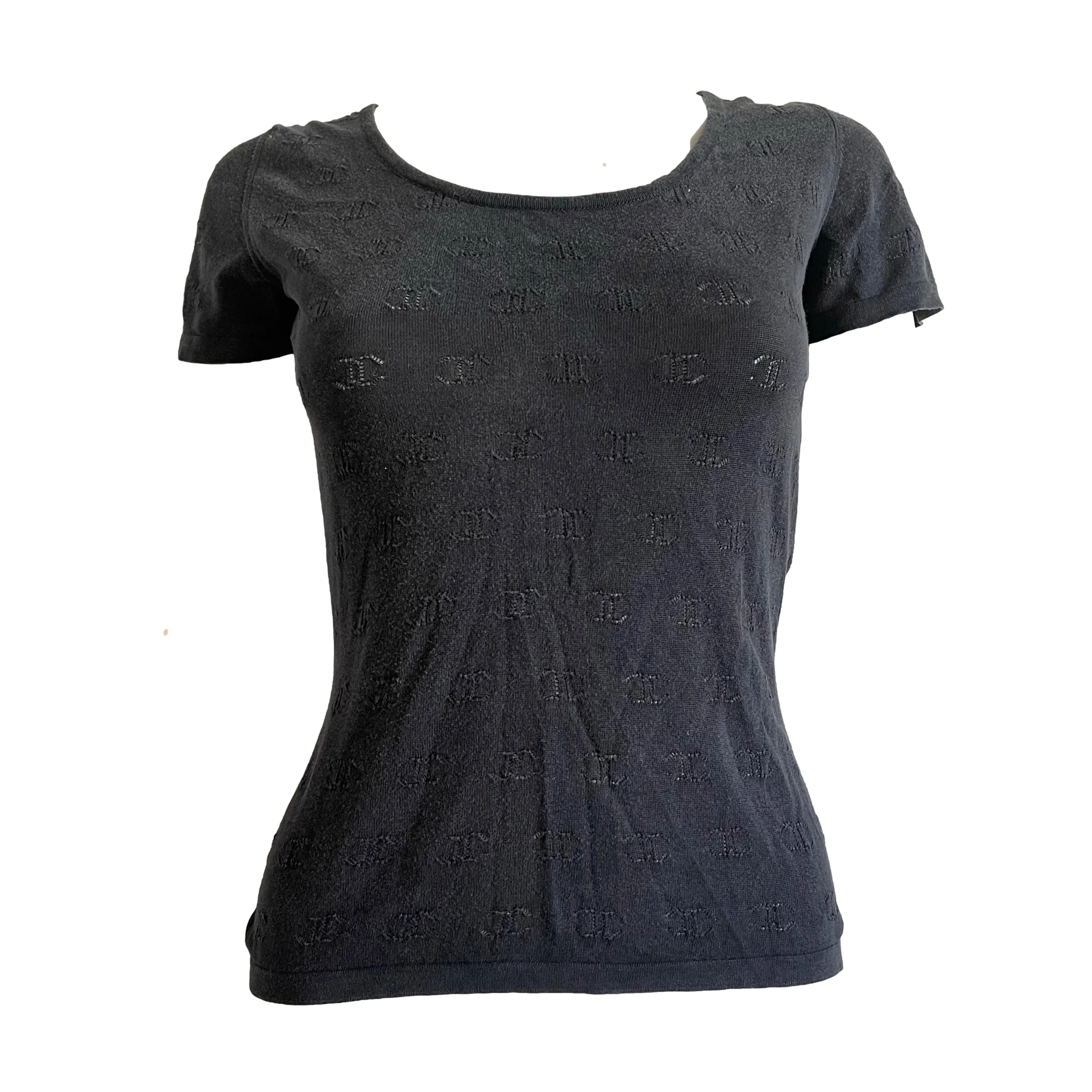 Chanel Black Logo Knit Top