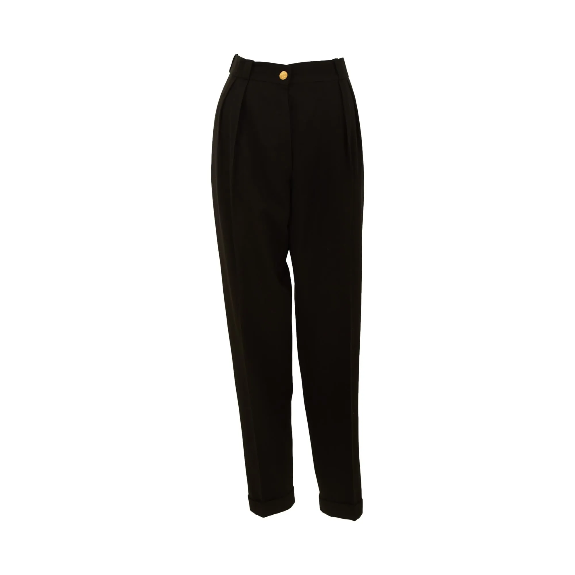 Chanel Black Pleated Pants
