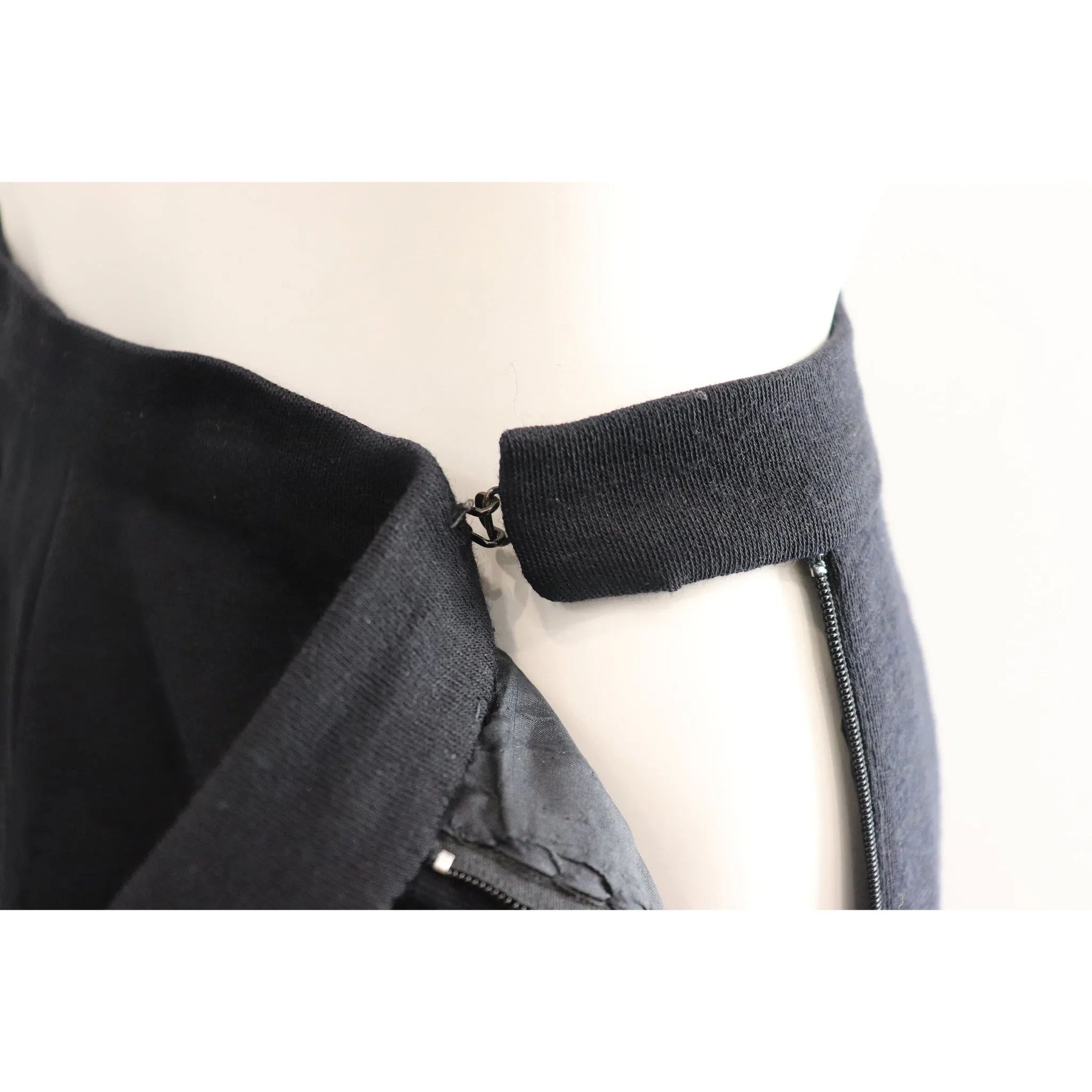 Chanel Navy Blue Double Knit Jacket & Skirt Set w/ Logo Buttons Circa 1990s