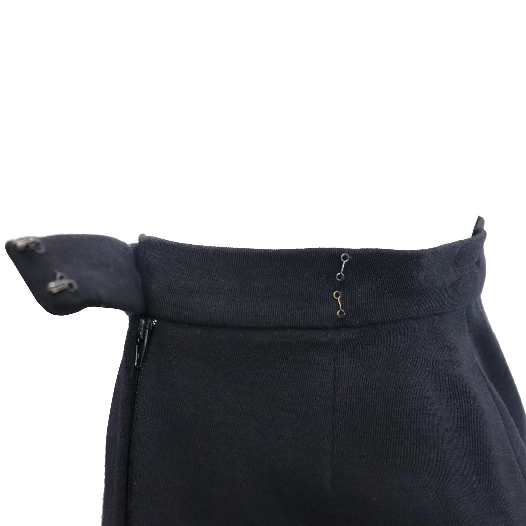 Chanel Navy Blue Double Knit Jacket & Skirt Set w/ Logo Buttons Circa 1990s