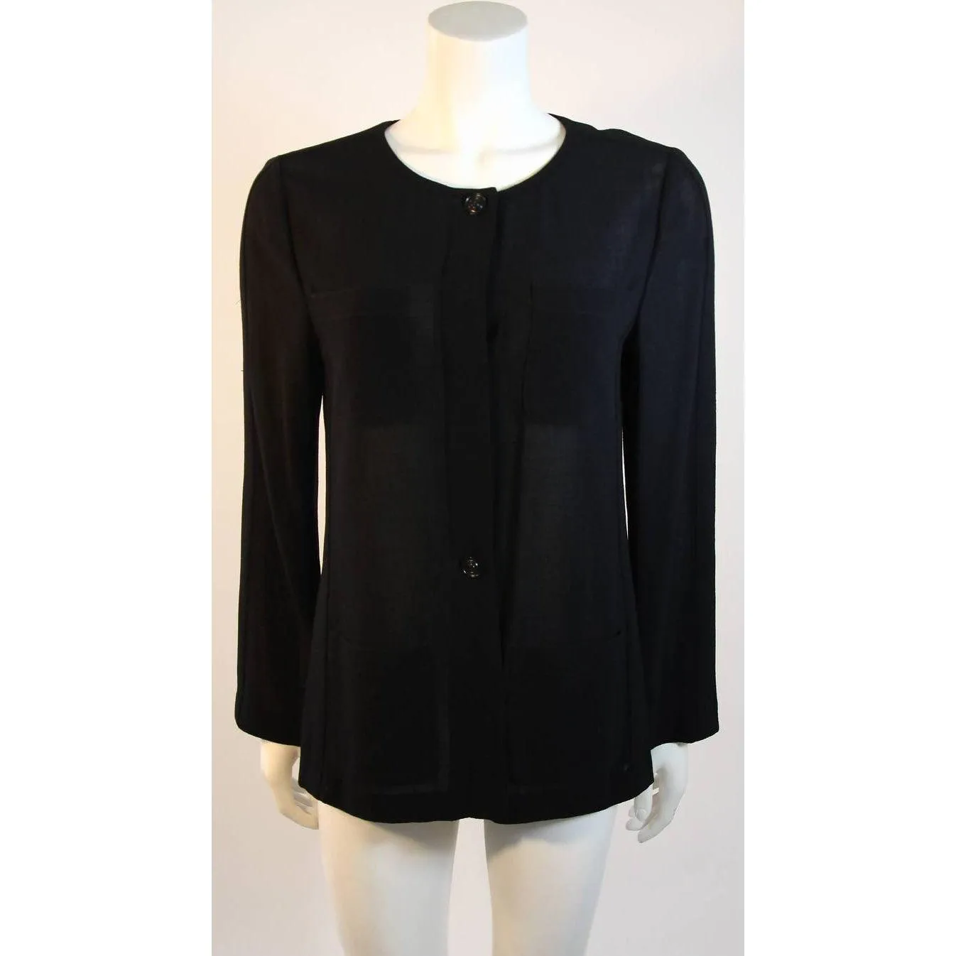 CHANEL Sheer Black Wool Top and Skirt Set | Size 40