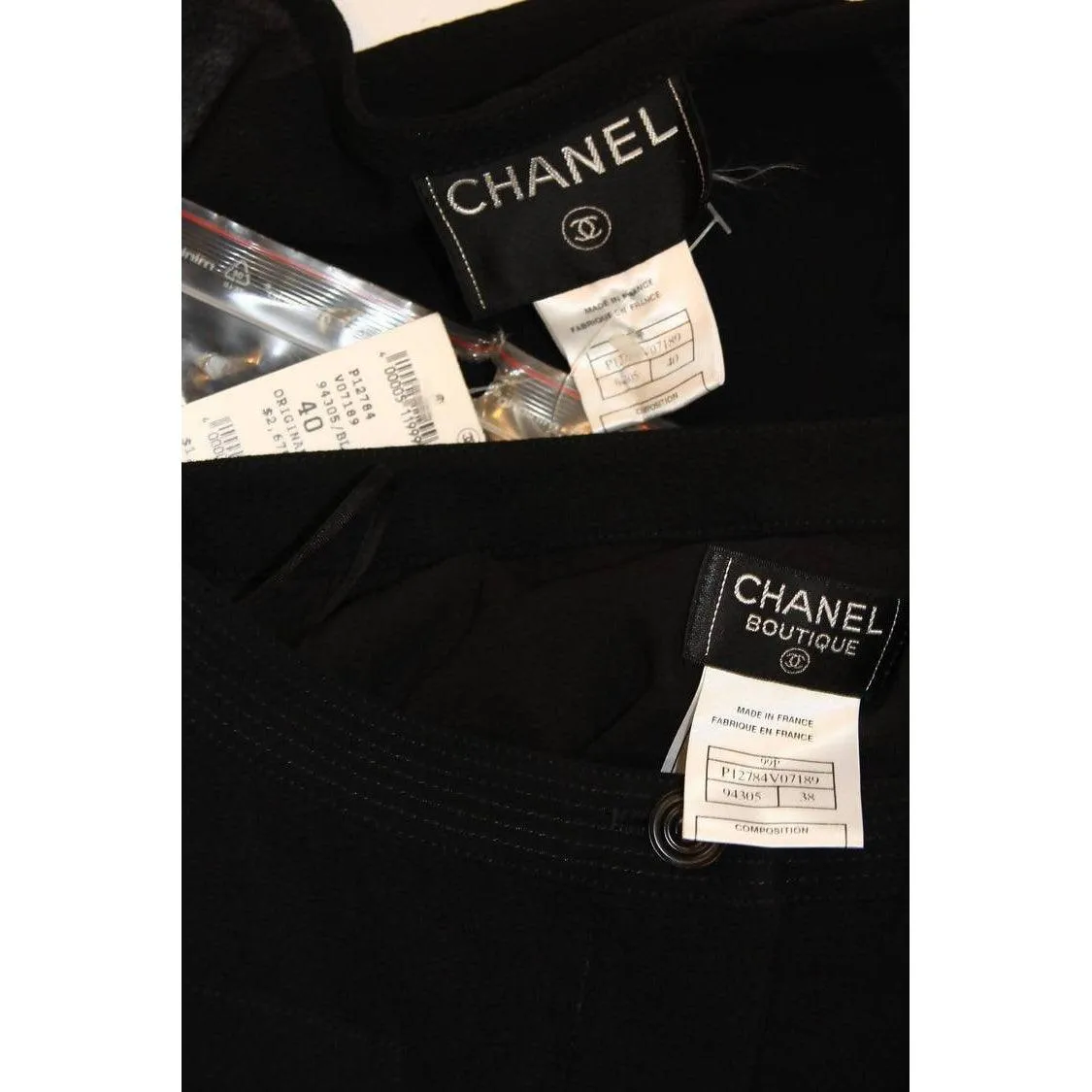 CHANEL Sheer Black Wool Top and Skirt Set | Size 40