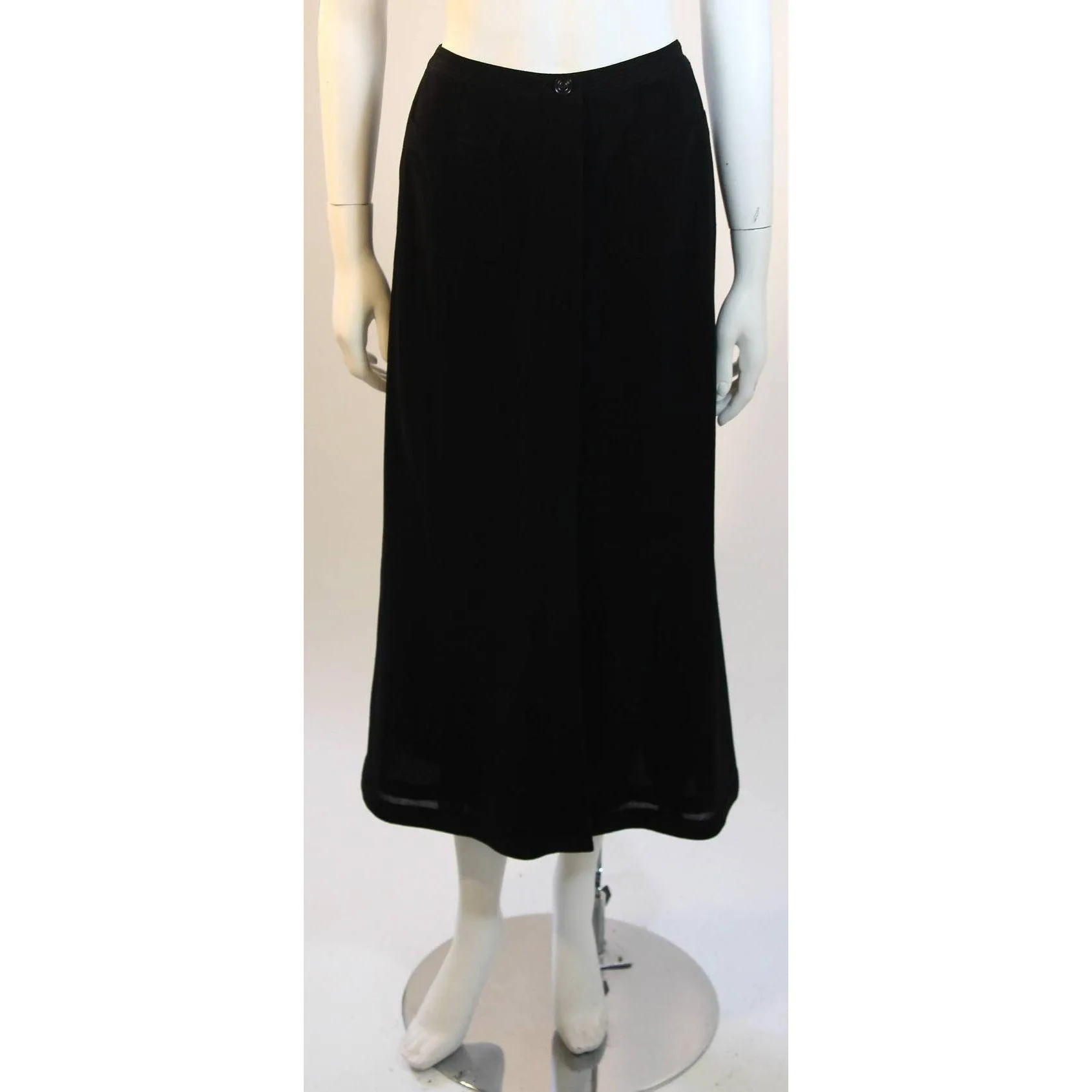 CHANEL Sheer Black Wool Top and Skirt Set | Size 40