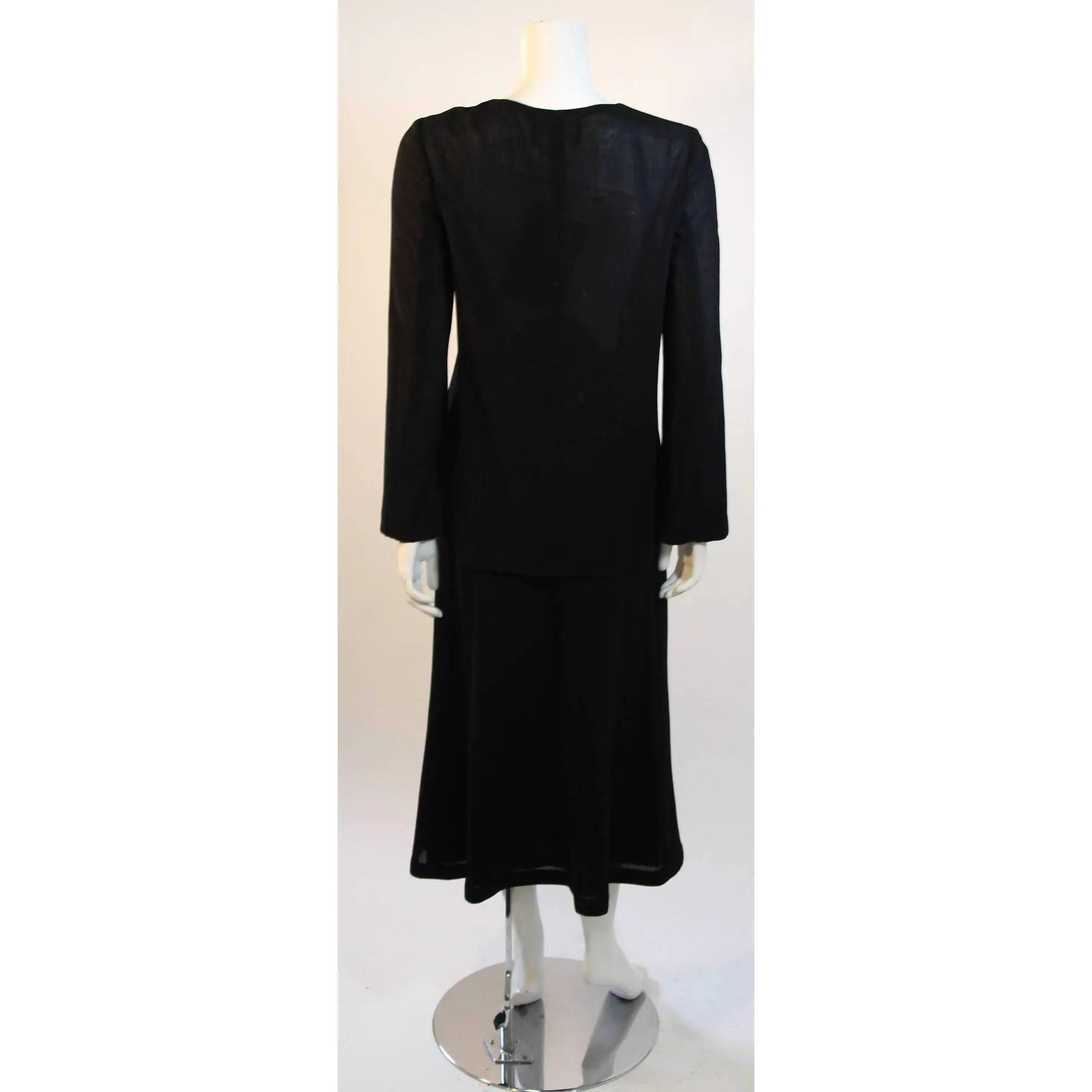 CHANEL Sheer Black Wool Top and Skirt Set | Size 40