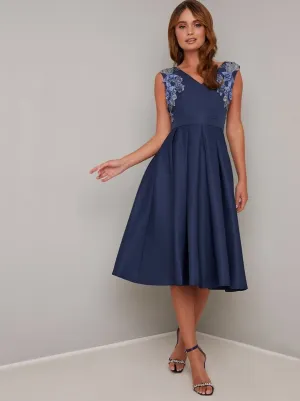 Chi Chi Kyla Blue Applique Wedding Guest Dress