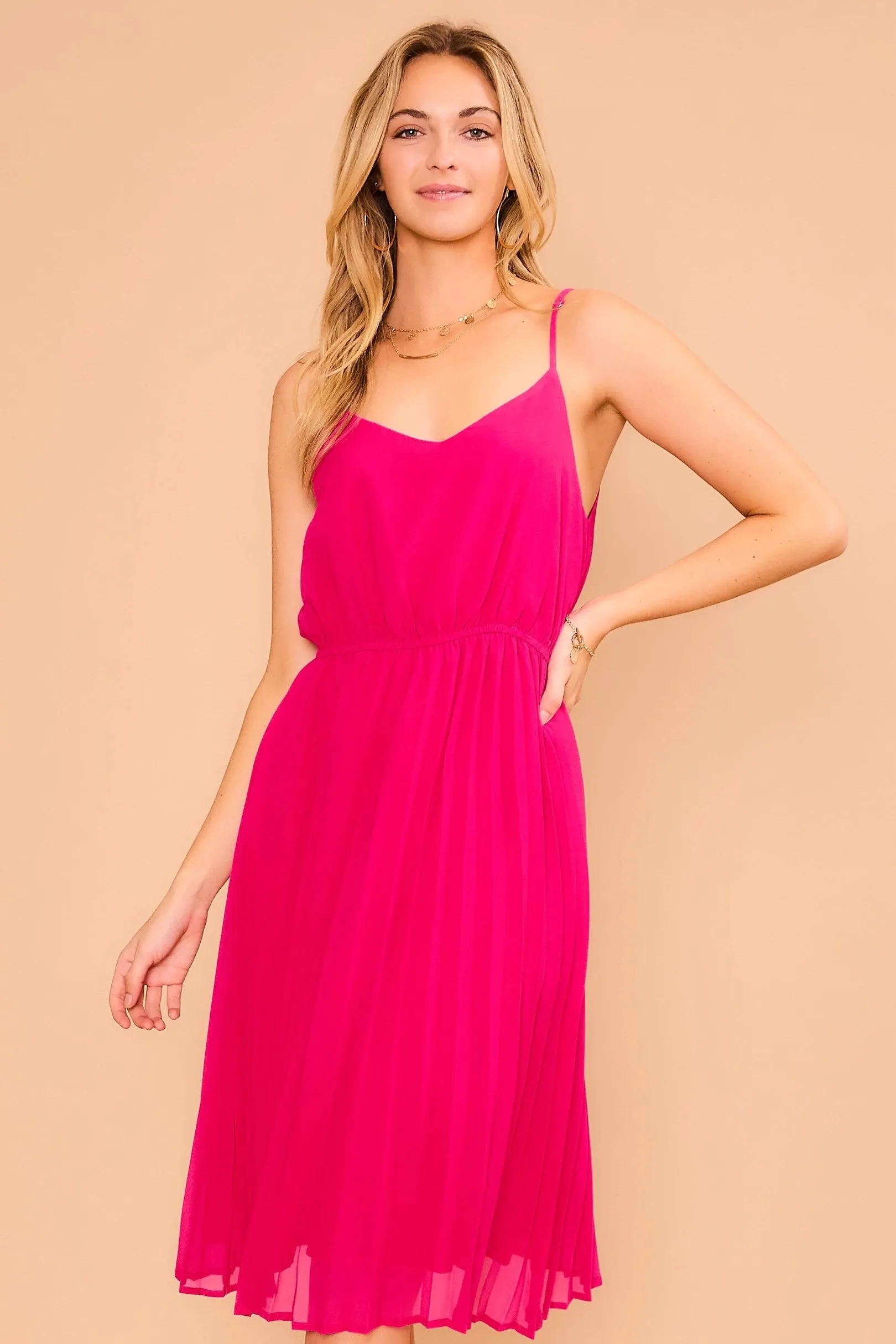 Chiffon Pleated Midi Dress