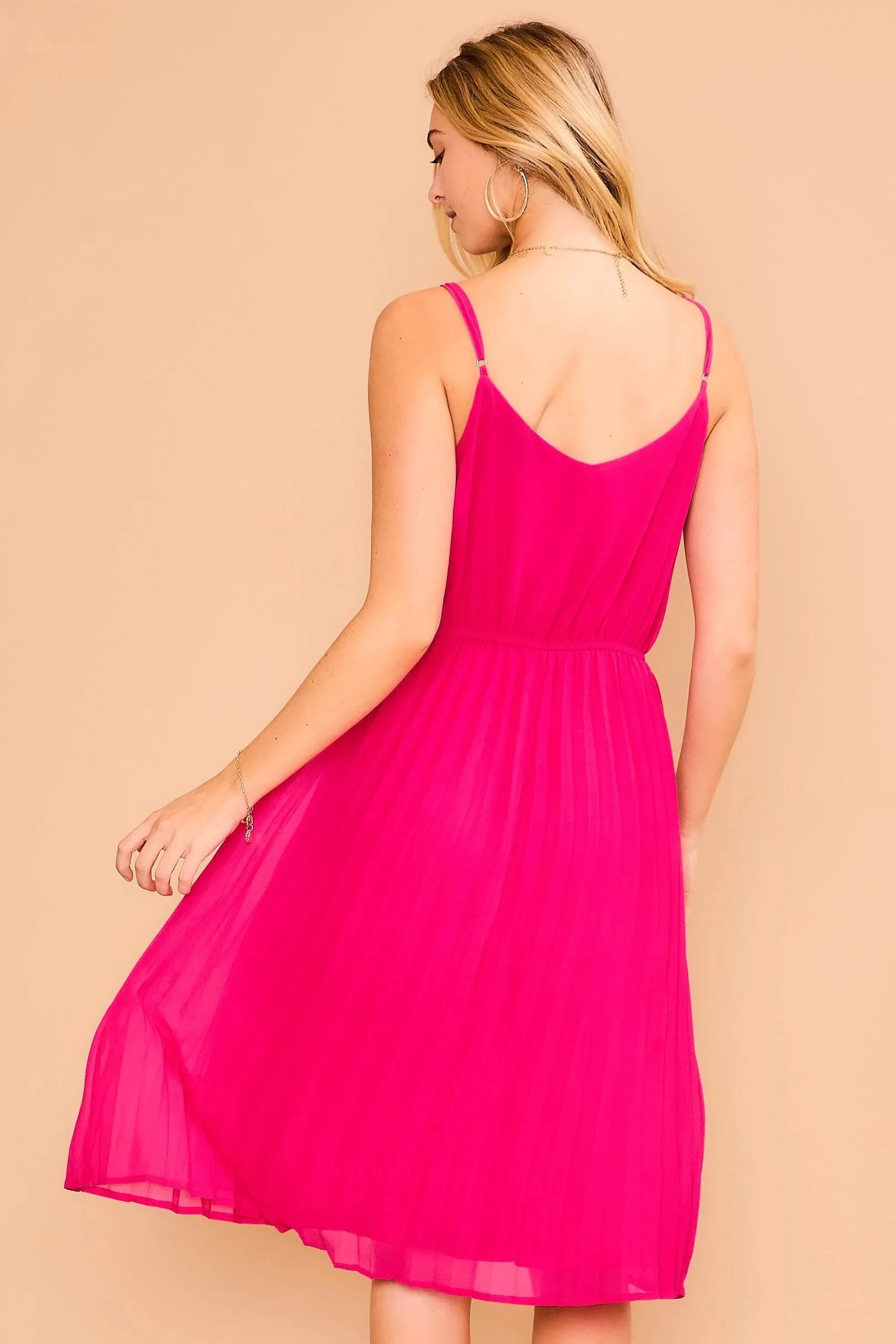 Chiffon Pleated Midi Dress