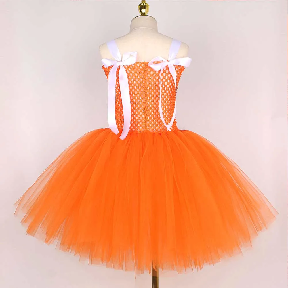 Childrenswear Girls Fox Orange Tutu Skirt Mesh Skirt Cosplay Costume Outfits Halloween Carnival Suit