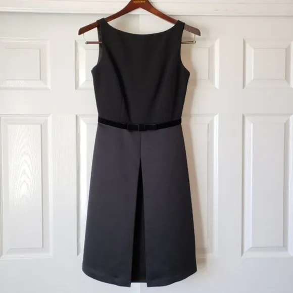 Classy Maggy London Belted Black Fitted Dinner Date Cocktail Dress, 4