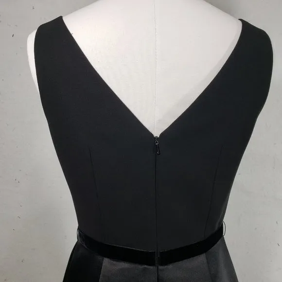 Classy Maggy London Belted Black Fitted Dinner Date Cocktail Dress, 4