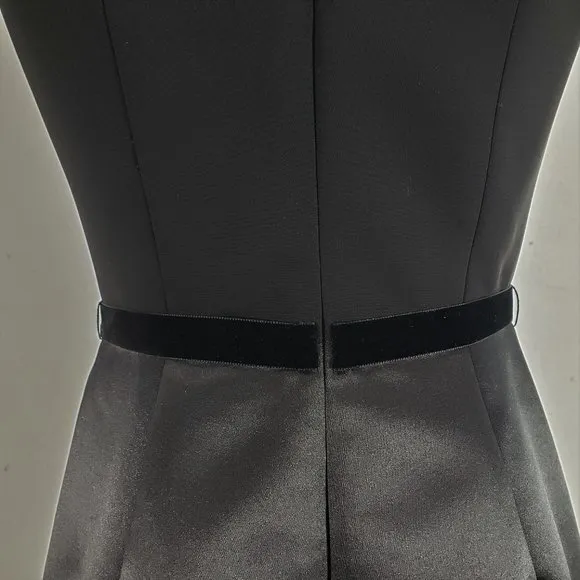 Classy Maggy London Belted Black Fitted Dinner Date Cocktail Dress, 4