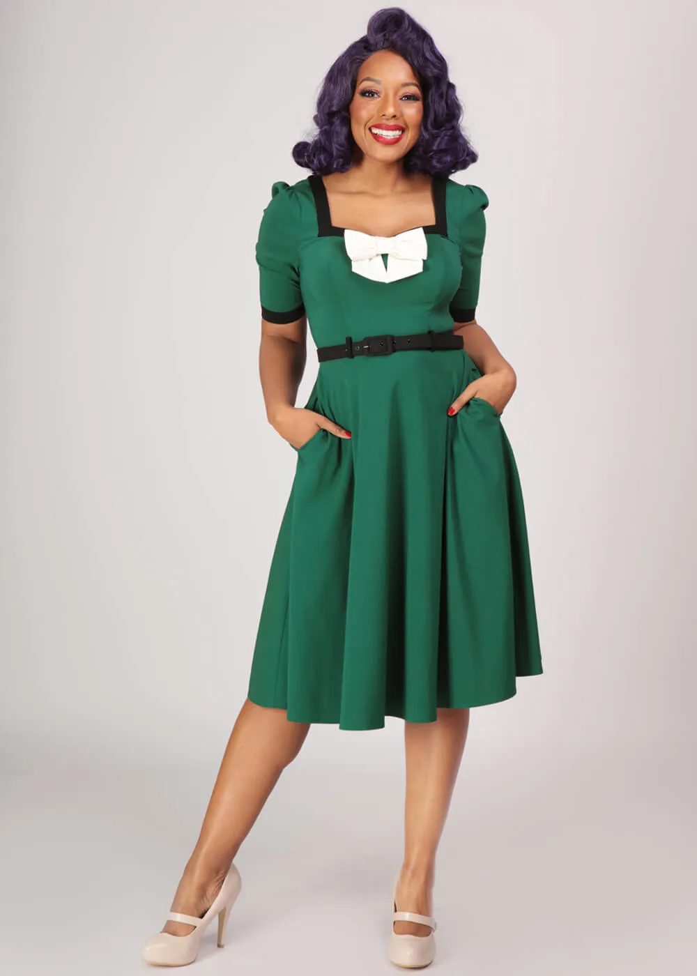 Collectif Sadie 50's Swing Dress Green