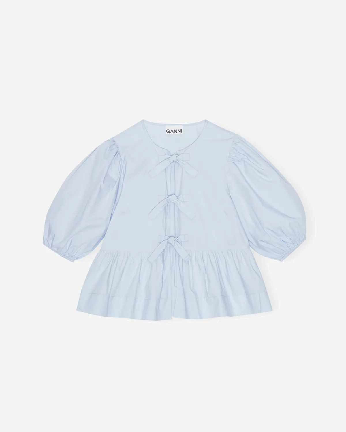 Cotton Poplin Peplum Blouse - Heather