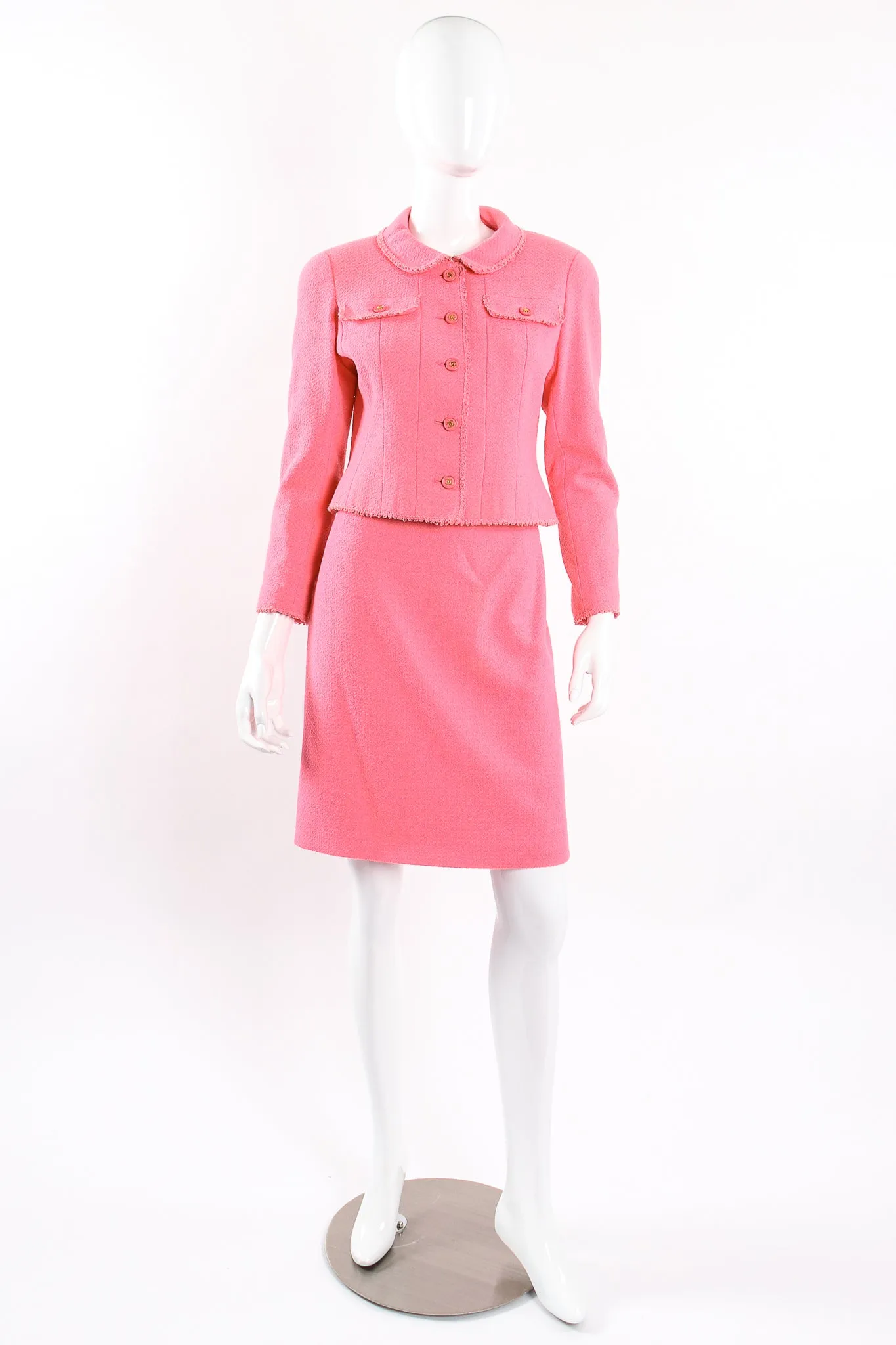 Crochet Trim Tweed Jacket & Skirt Set