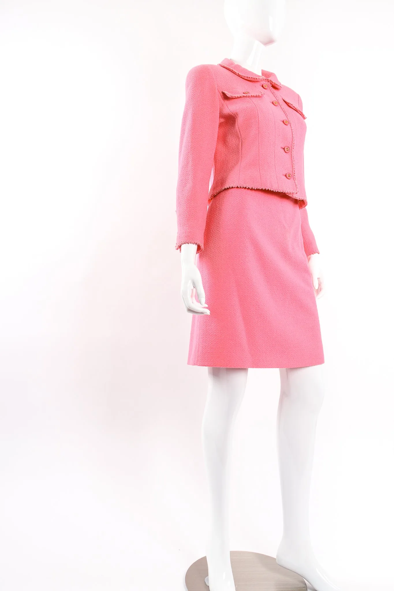 Crochet Trim Tweed Jacket & Skirt Set