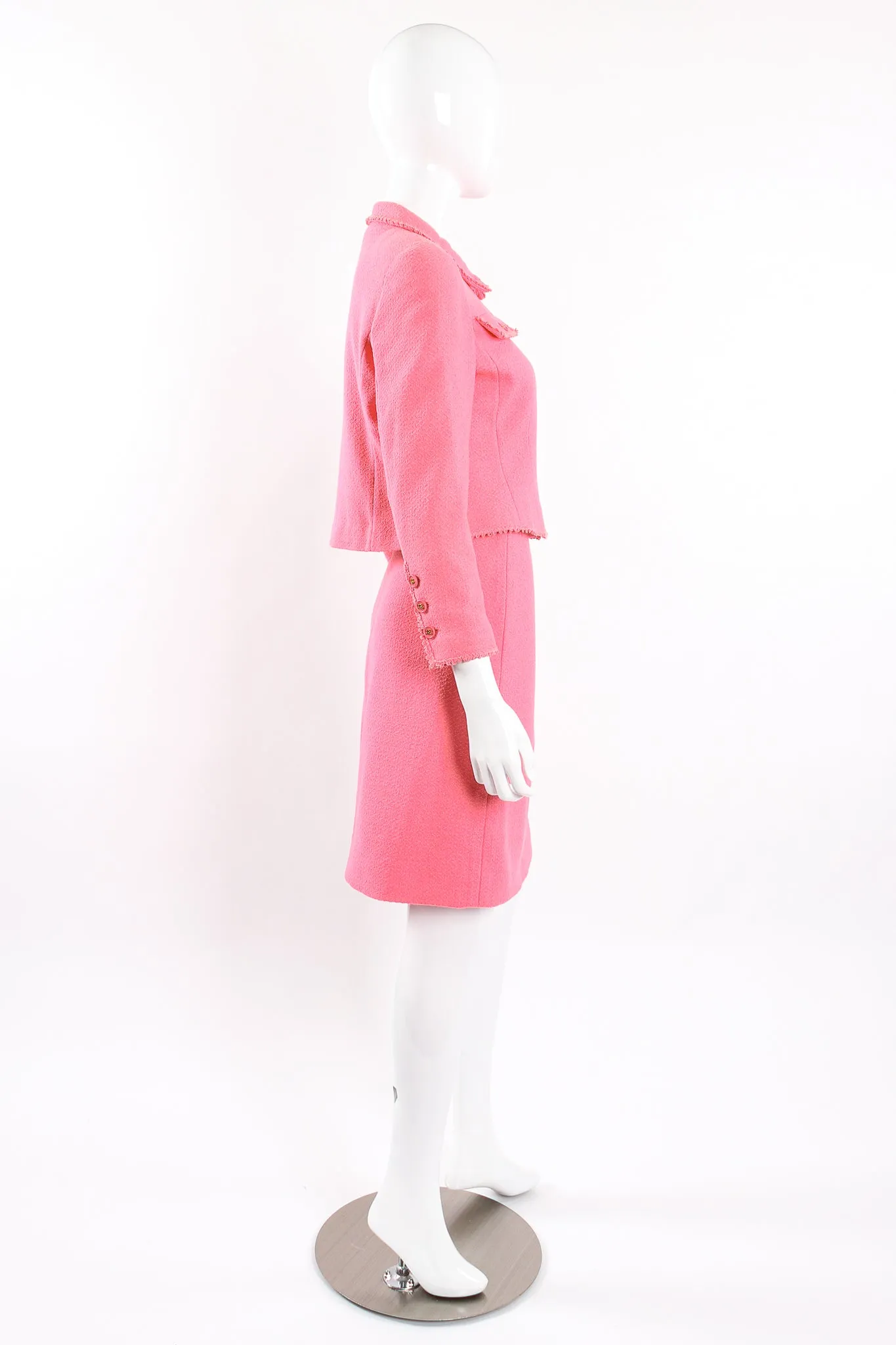 Crochet Trim Tweed Jacket & Skirt Set