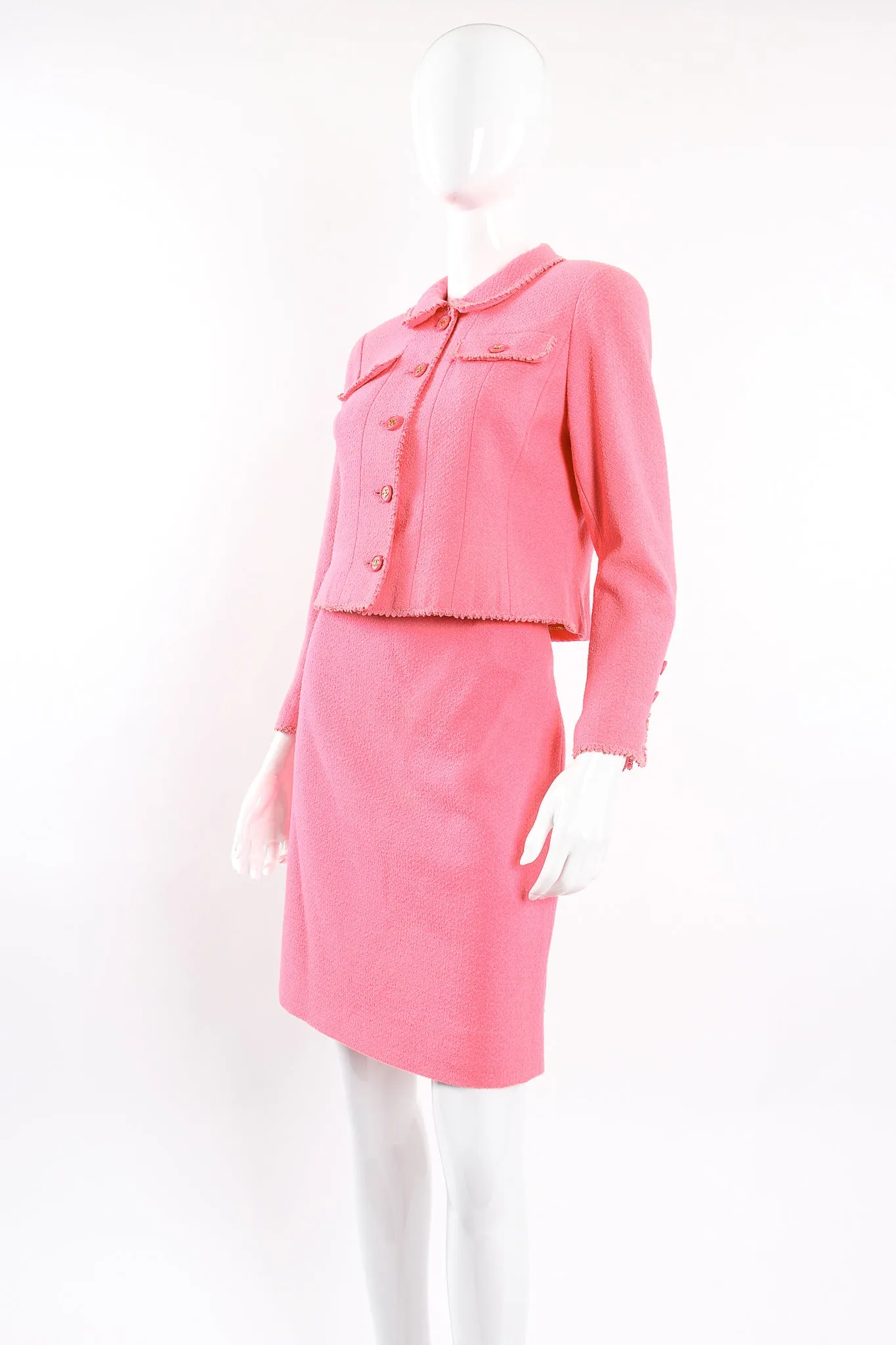 Crochet Trim Tweed Jacket & Skirt Set