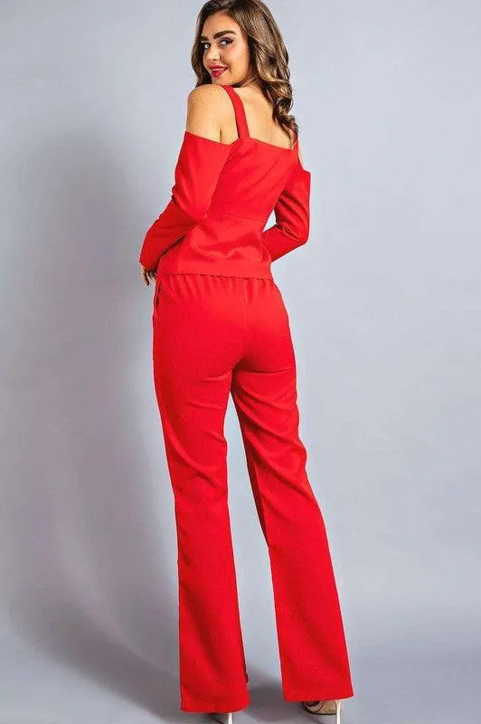 CUTOUT SLEEVED SUIT 2PC SET