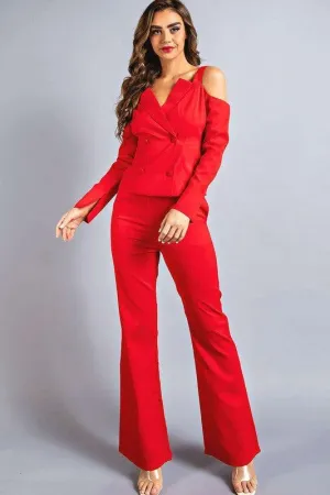 CUTOUT SLEEVED SUIT 2PC SET