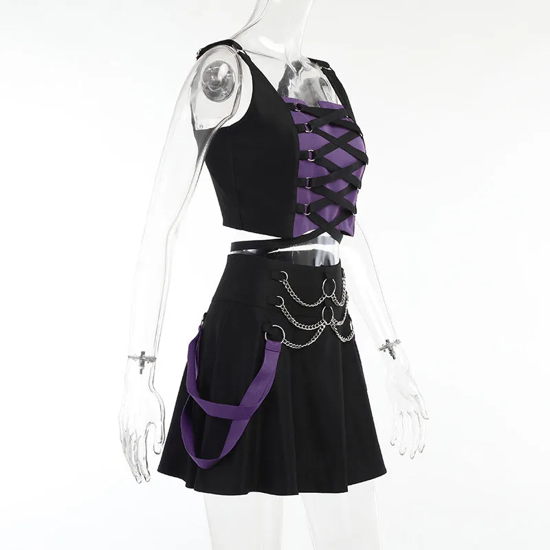 Dark Camisole Short Skirt Suit UB3465
