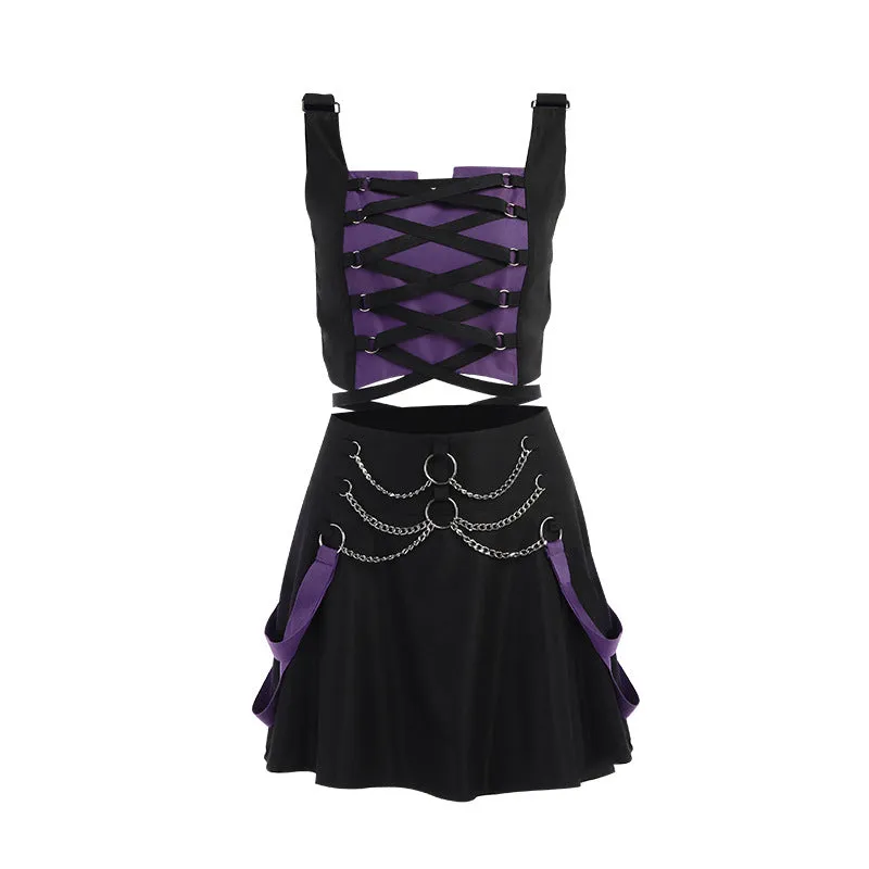 Dark Camisole Short Skirt Suit UB3465