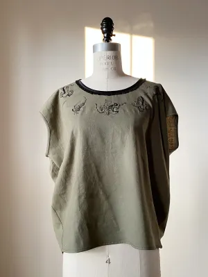 datura army hand embroidered sophronia top