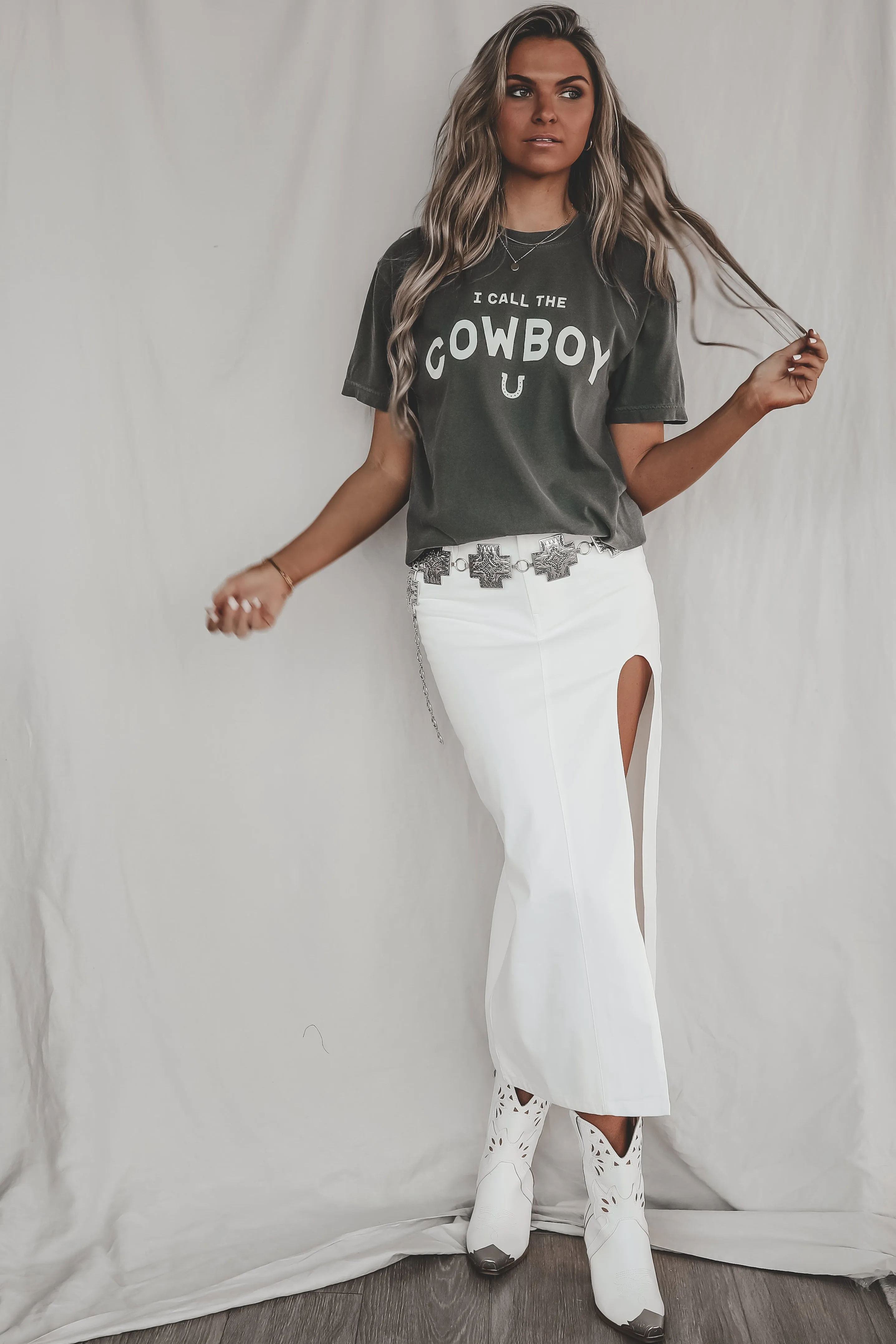 DEAL In The Mood For A Party High Slit White Denim Maxi