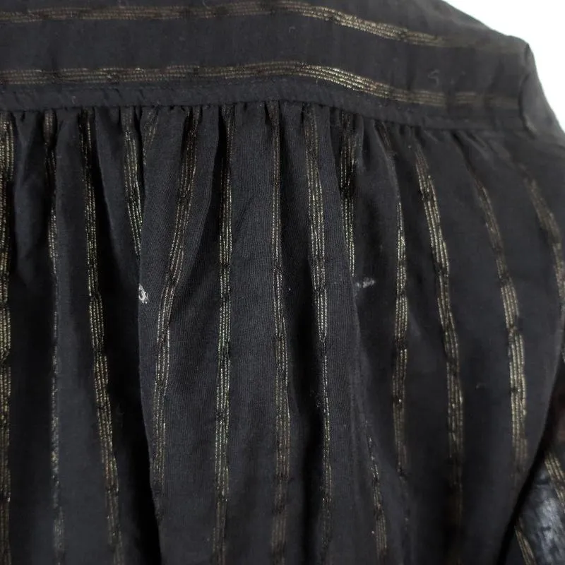 Derek Lam 10 Crosby Peplum Blouse Black/Gold Metallic Stripe Size 2 Long Sleeve