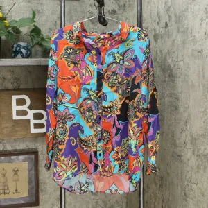 DG2 by Diane Gilman Gilman Signature Collection Silk Blend Top Multi Paisley XL