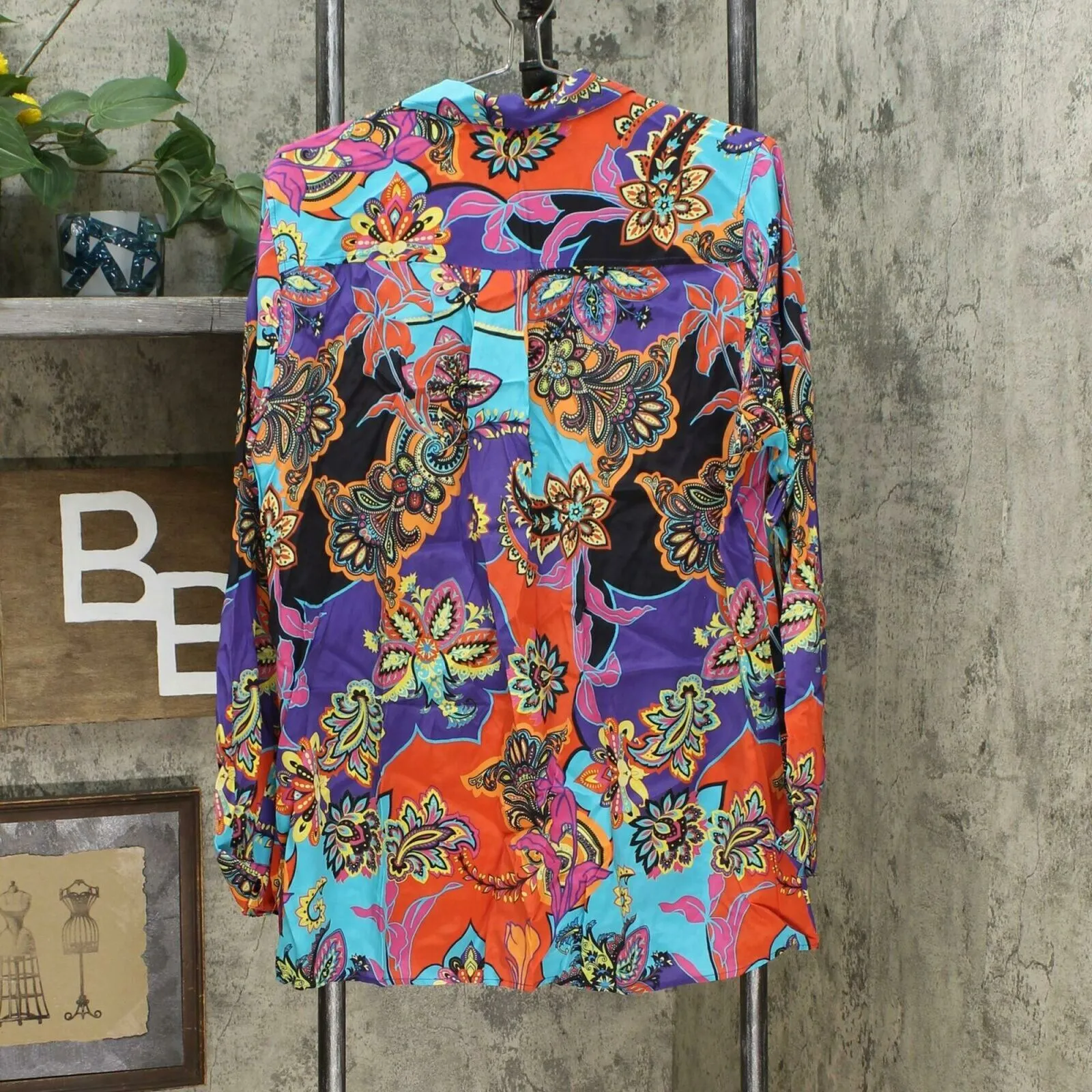DG2 by Diane Gilman Gilman Signature Collection Silk Blend Top Multi Paisley XL