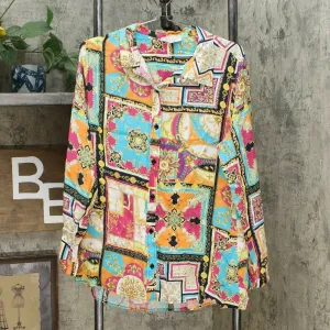 DG2 by Diane Gilman Women's Signature Collection Silk Blend Top Scarf Print XL