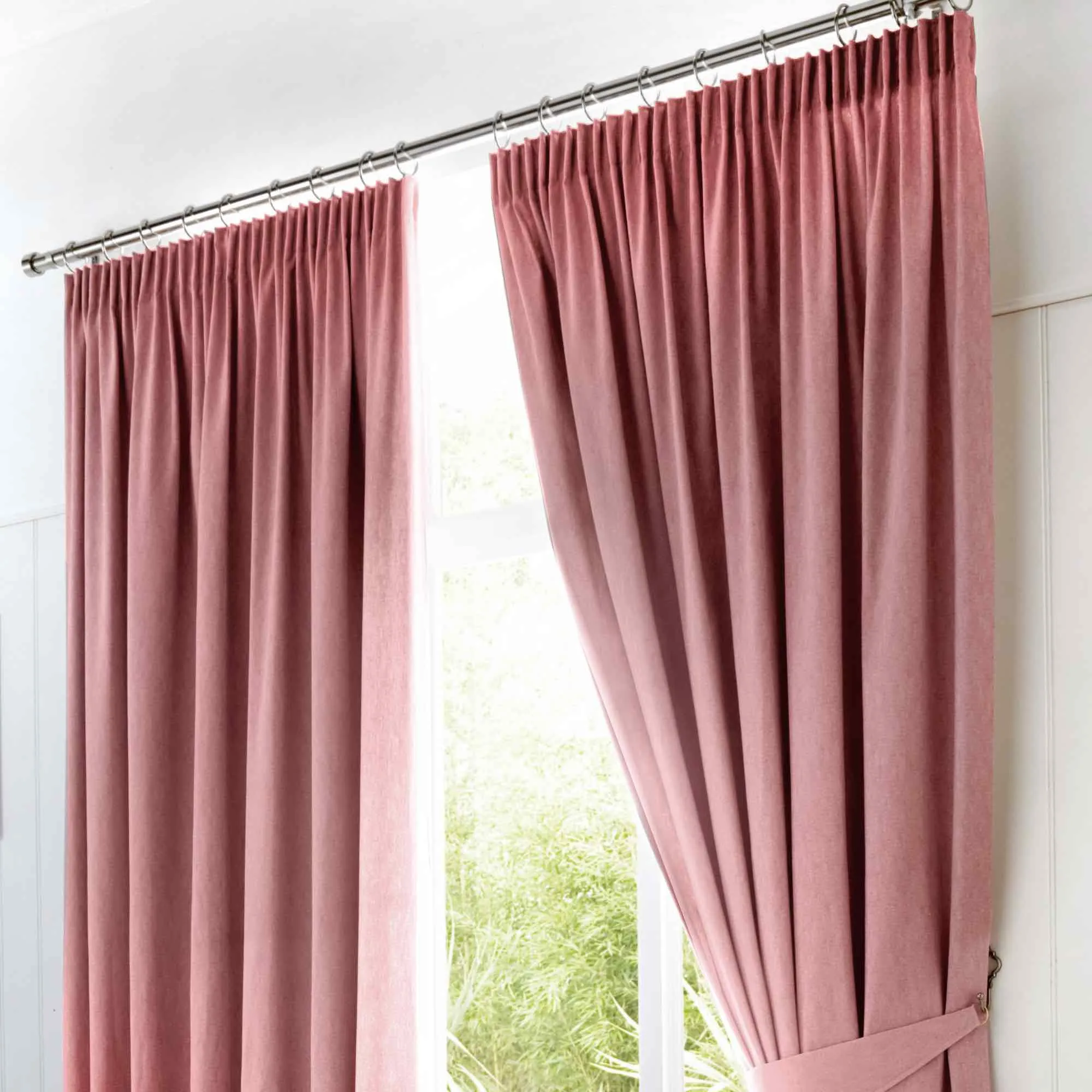 Dijon Blackout Thermal Pencil Pleat Curtains - Blush