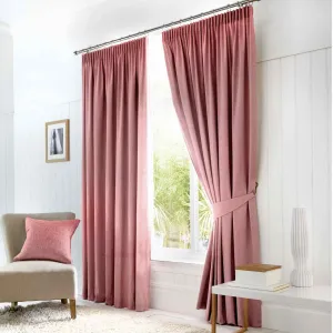 Dijon Blackout Thermal Pencil Pleat Curtains - Blush