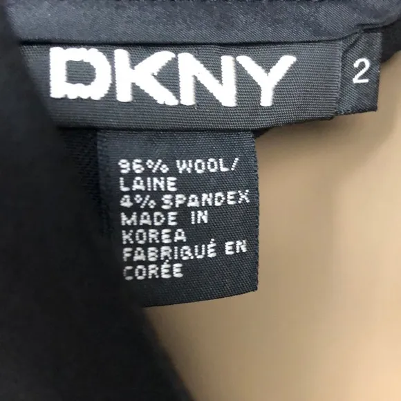 DKNY Black Wool Unlined Straight Skirt 2