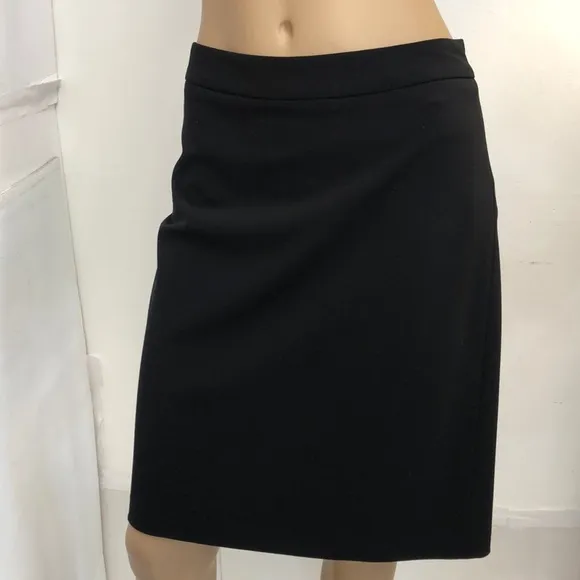 DKNY Black Wool Unlined Straight Skirt 2