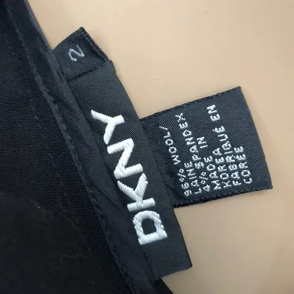 DKNY Black Wool Unlined Straight Skirt 2