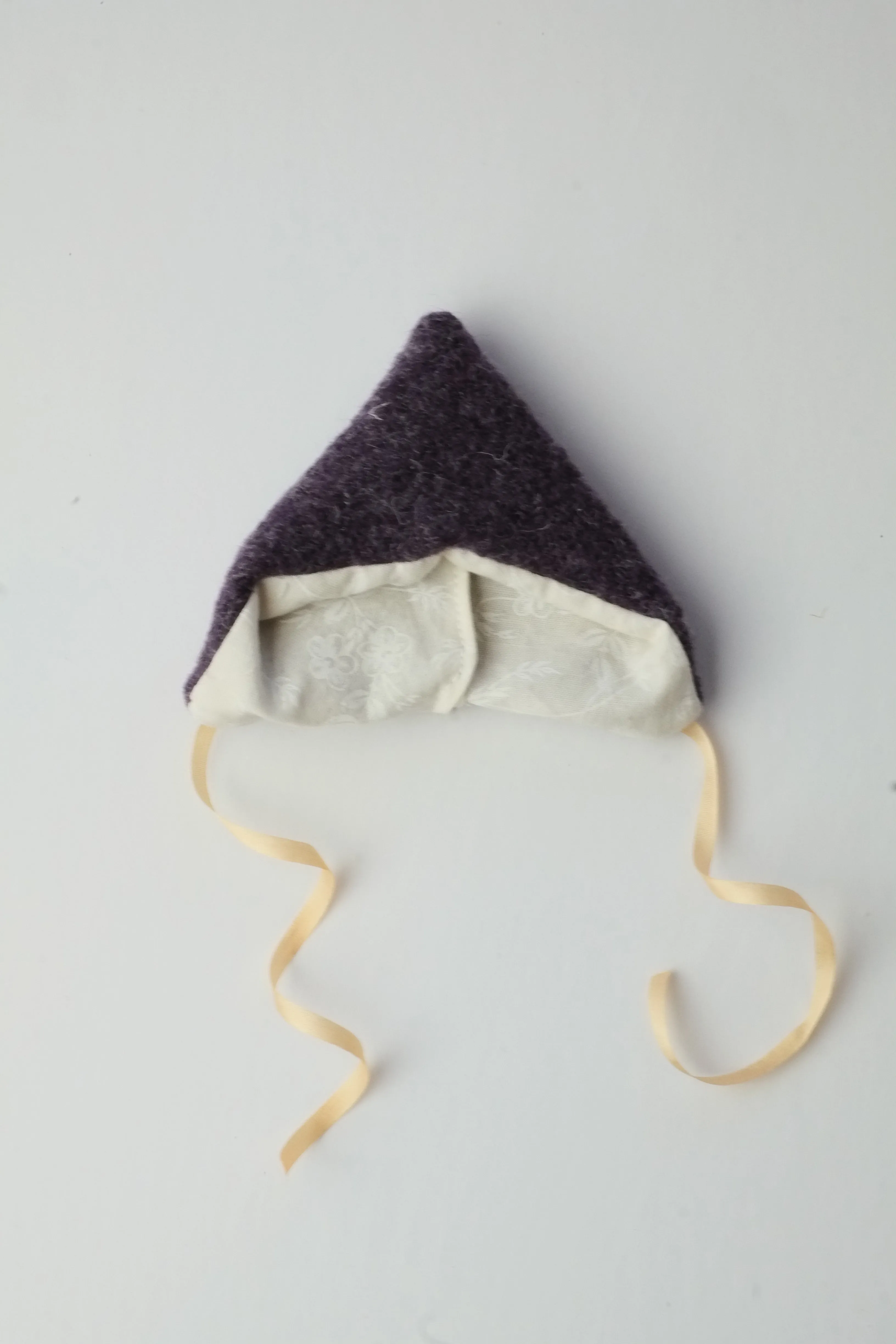 Doll Hat | Purple Wool w/ Silk Ribbons