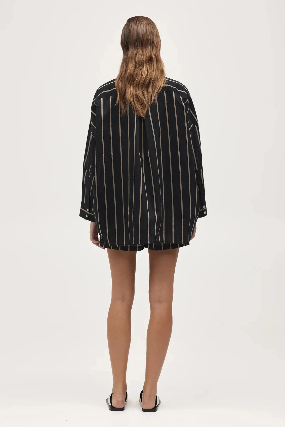 Edie Shirt Black Beige Stripe
