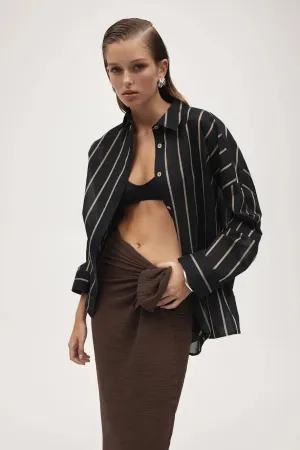 Edie Shirt Black Beige Stripe