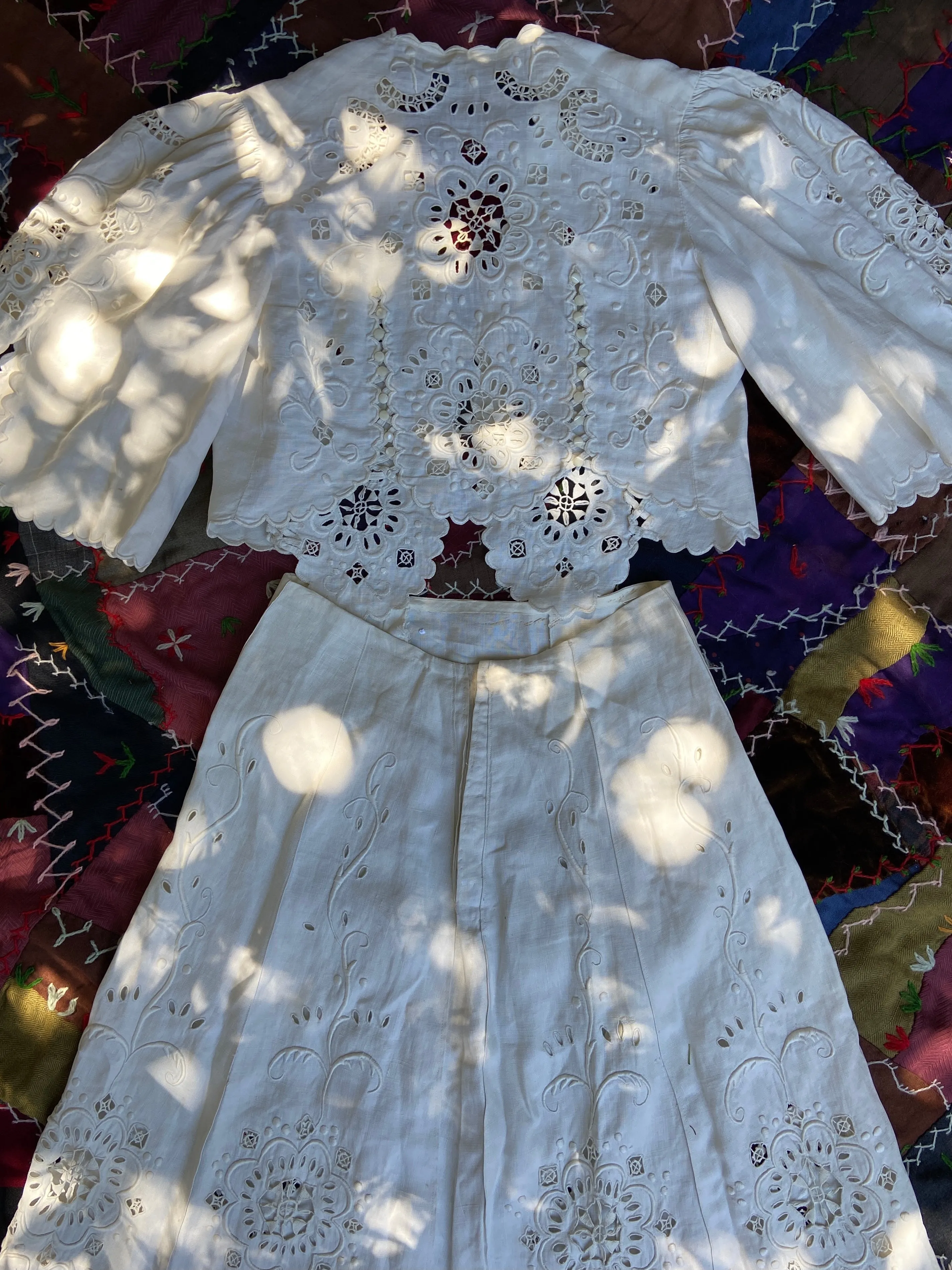 Edwardian Cutwork Linen Walking Suit Ensemble