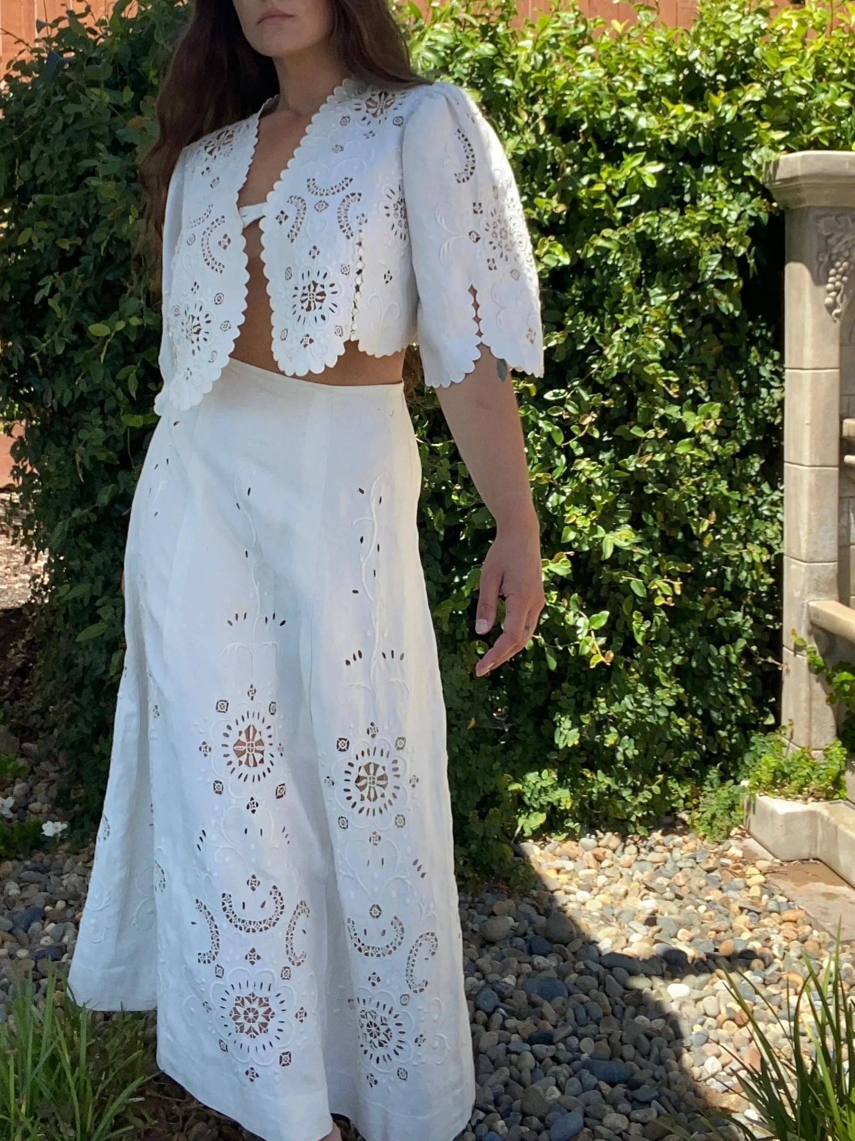Edwardian Cutwork Linen Walking Suit Ensemble