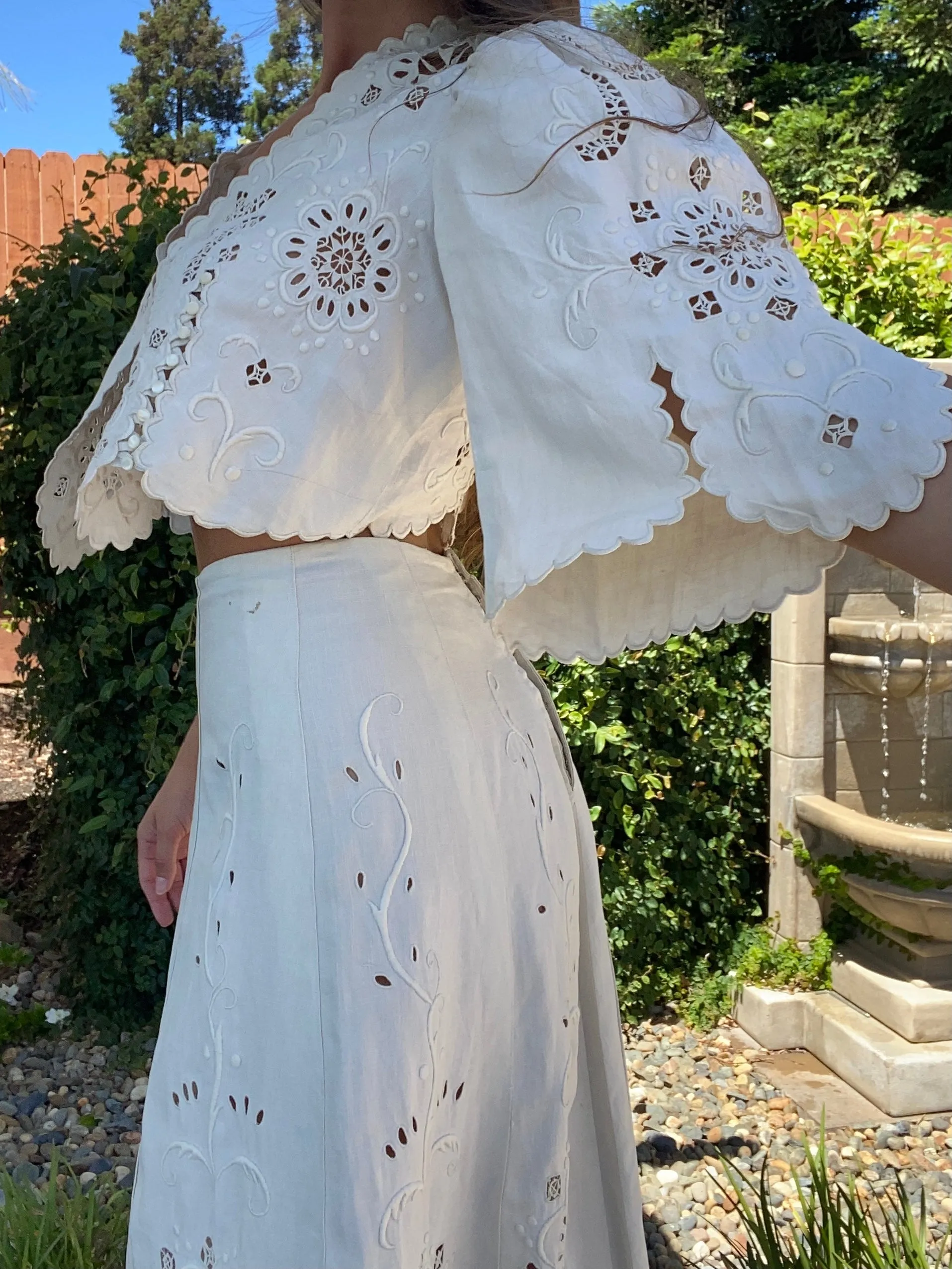Edwardian Cutwork Linen Walking Suit Ensemble