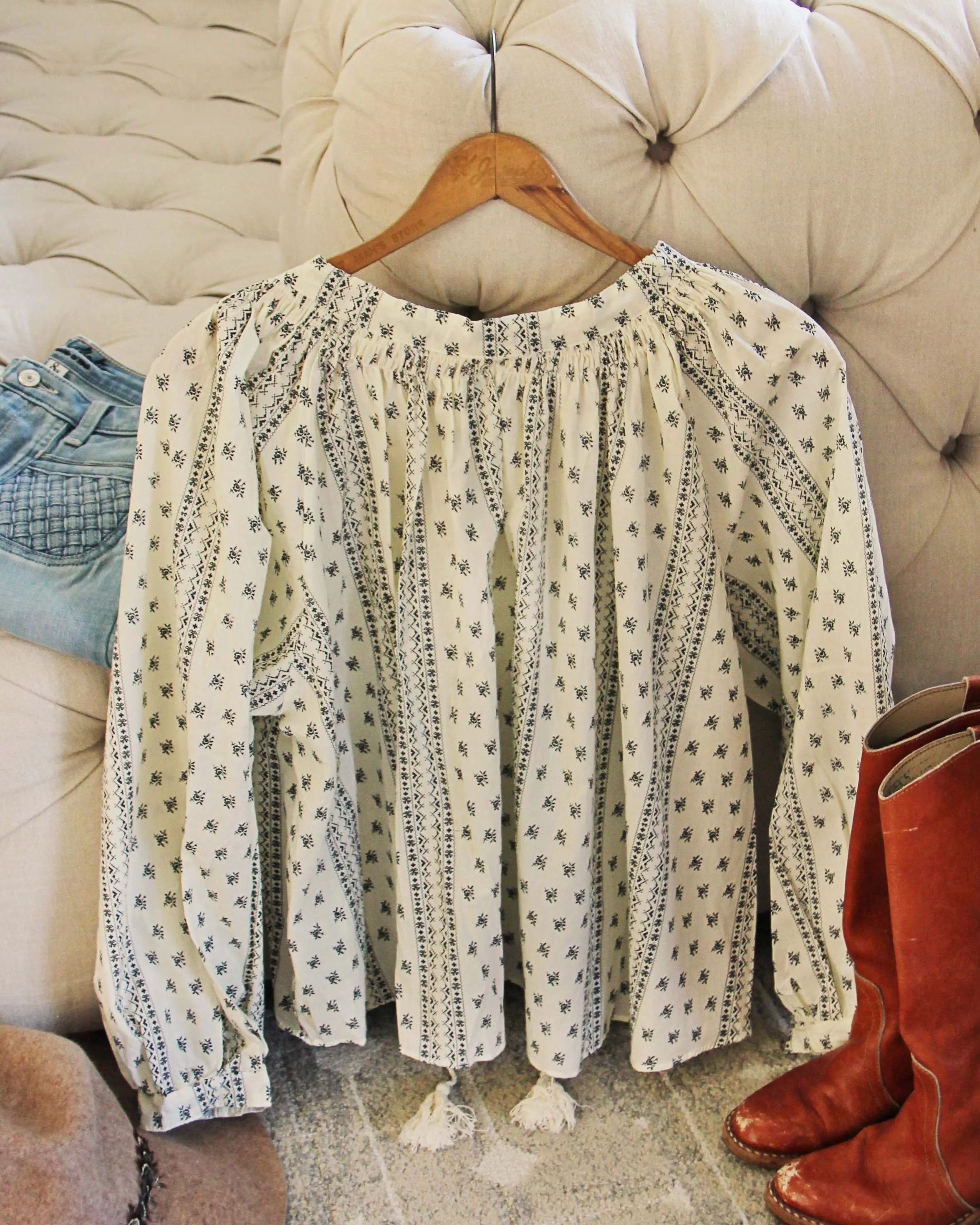 Effie Block Print Blouse