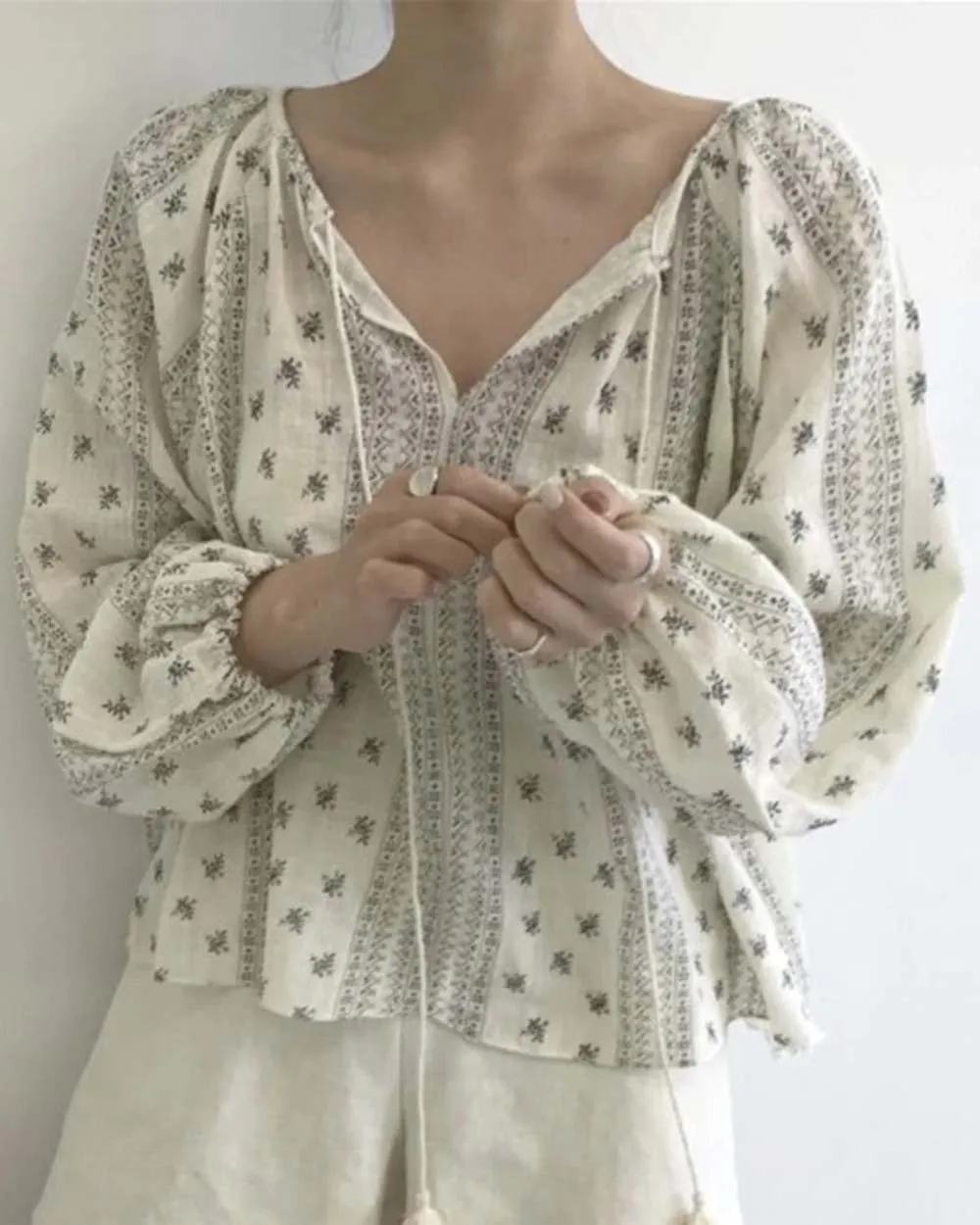 Effie Block Print Blouse