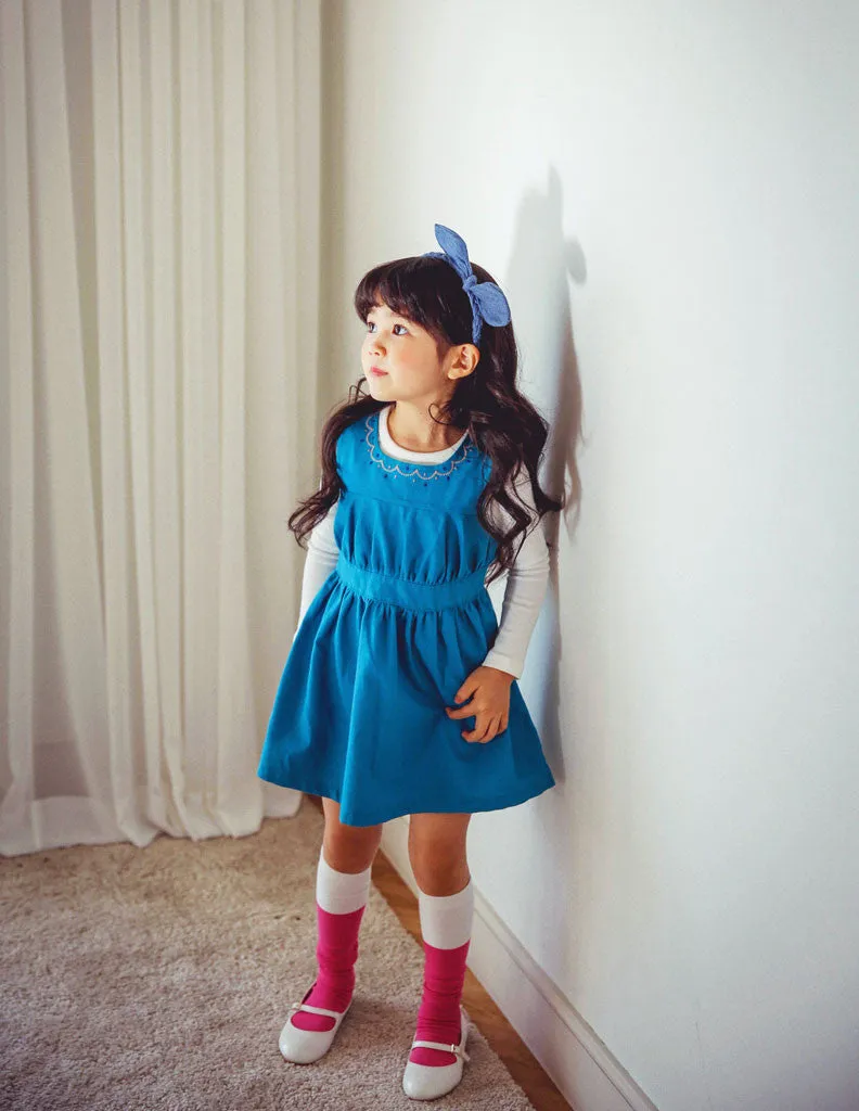 Embroidered A-Line Dress Aqua