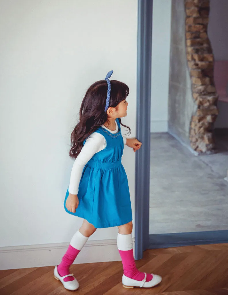 Embroidered A-Line Dress Aqua