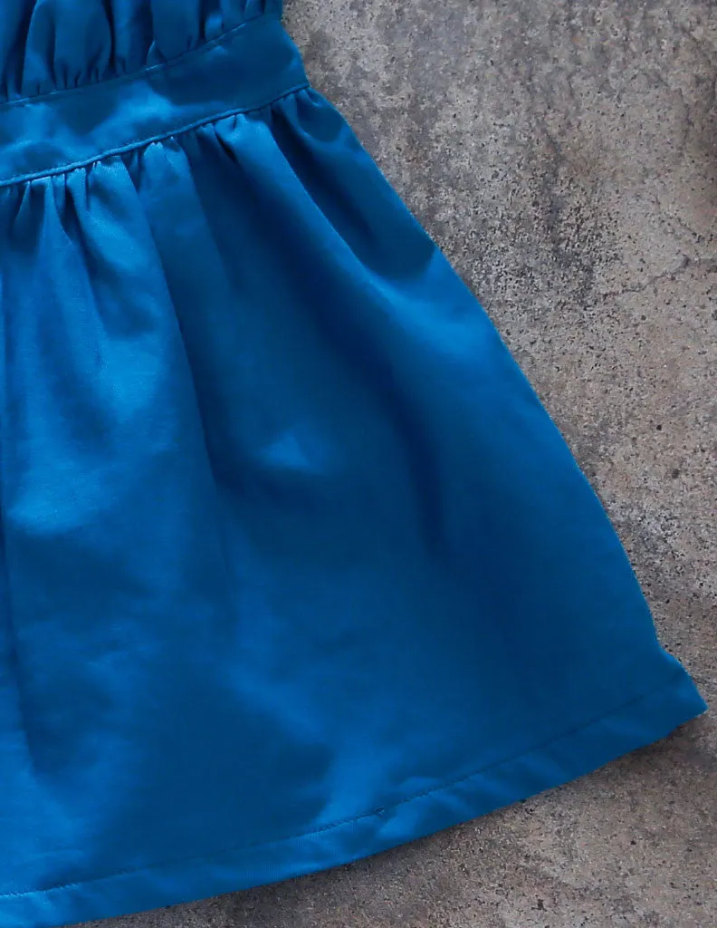 Embroidered A-Line Dress Aqua