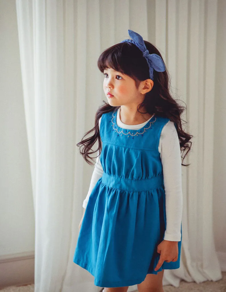 Embroidered A-Line Dress Aqua