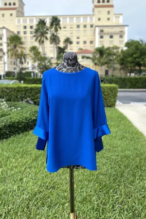 Emmelle Silk Blouse with Satin Tie Cuff in Iris