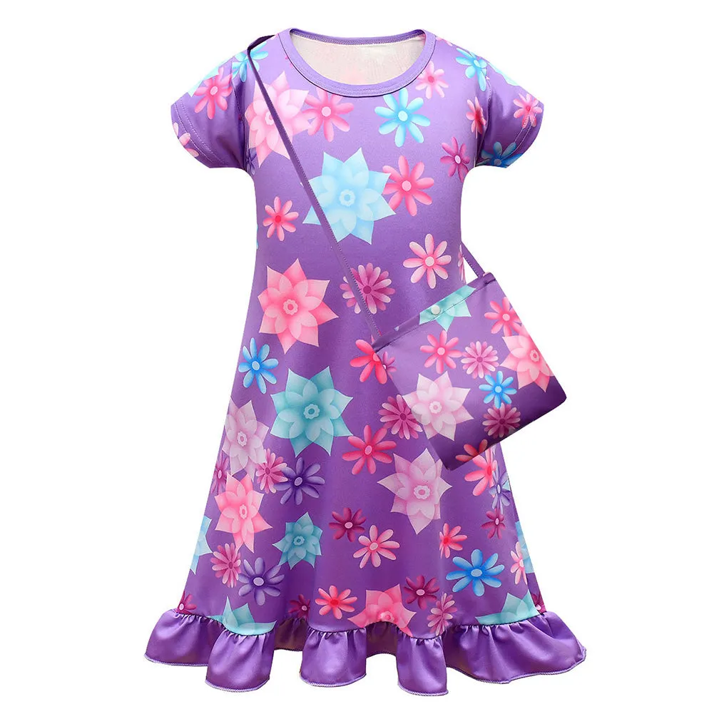 Encanto Isabela Cosplay Costume Kids Children Dress Bag Outfits Halloween Carnival Suit